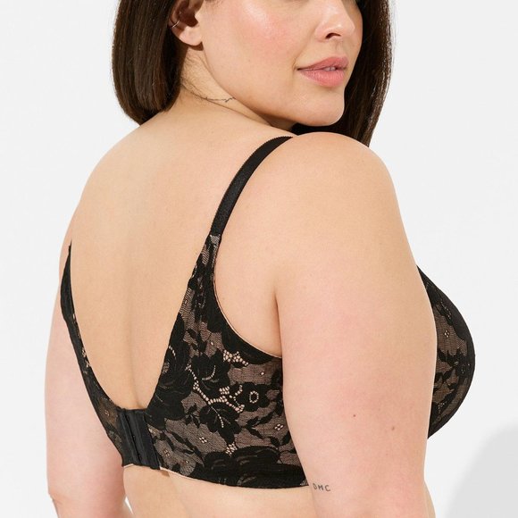 ❤️NWT VINTAGE TORRID BRA - BALCONETTE UNDERWIRED - FLORAL LACE - BACK SMOOTHING - Picture 2 of 8